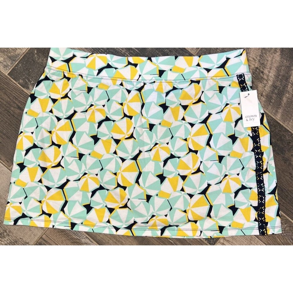 New Crown & Ivy Woman’s Montauk Weekend Umbrella Skort Skirt Stretch Large 34-36